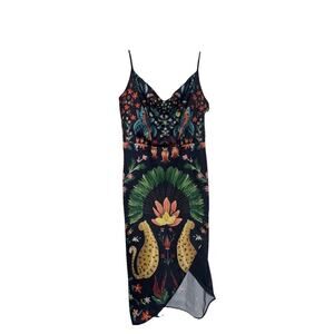 Averie Cowl Midi Dress In Rainforest Print Size Medium